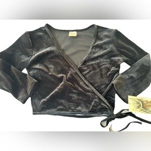 90s Black Velvet Side Tie Dance Top Ballet Jazz Medium